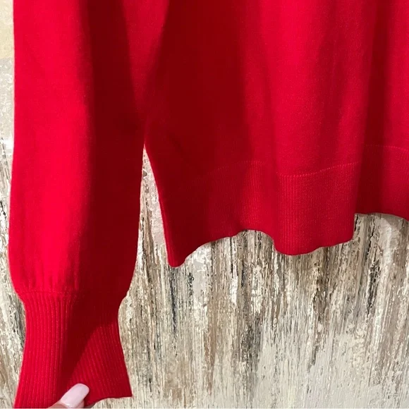 Liz Claiborne•Diamond Rhinestones & Pearls•Neckline Red Sweater•Large - Picture 5 of 9